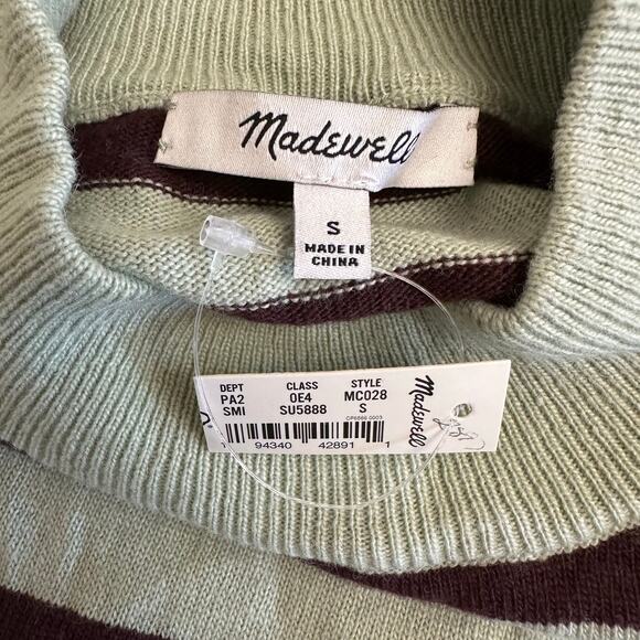 Madewell‎ Mock Neck Sweater Women’s S Burgundy Green NWT Merino Alpaca Blend - Picture 2 of 8